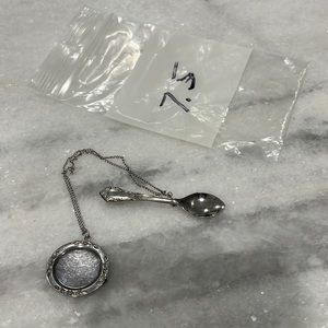 Vintage real silver brooch spoon and plate